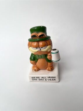 Vintage 1981 Enesco Figure Garfield We're All Irish One Day A Year St. Patrick’s
